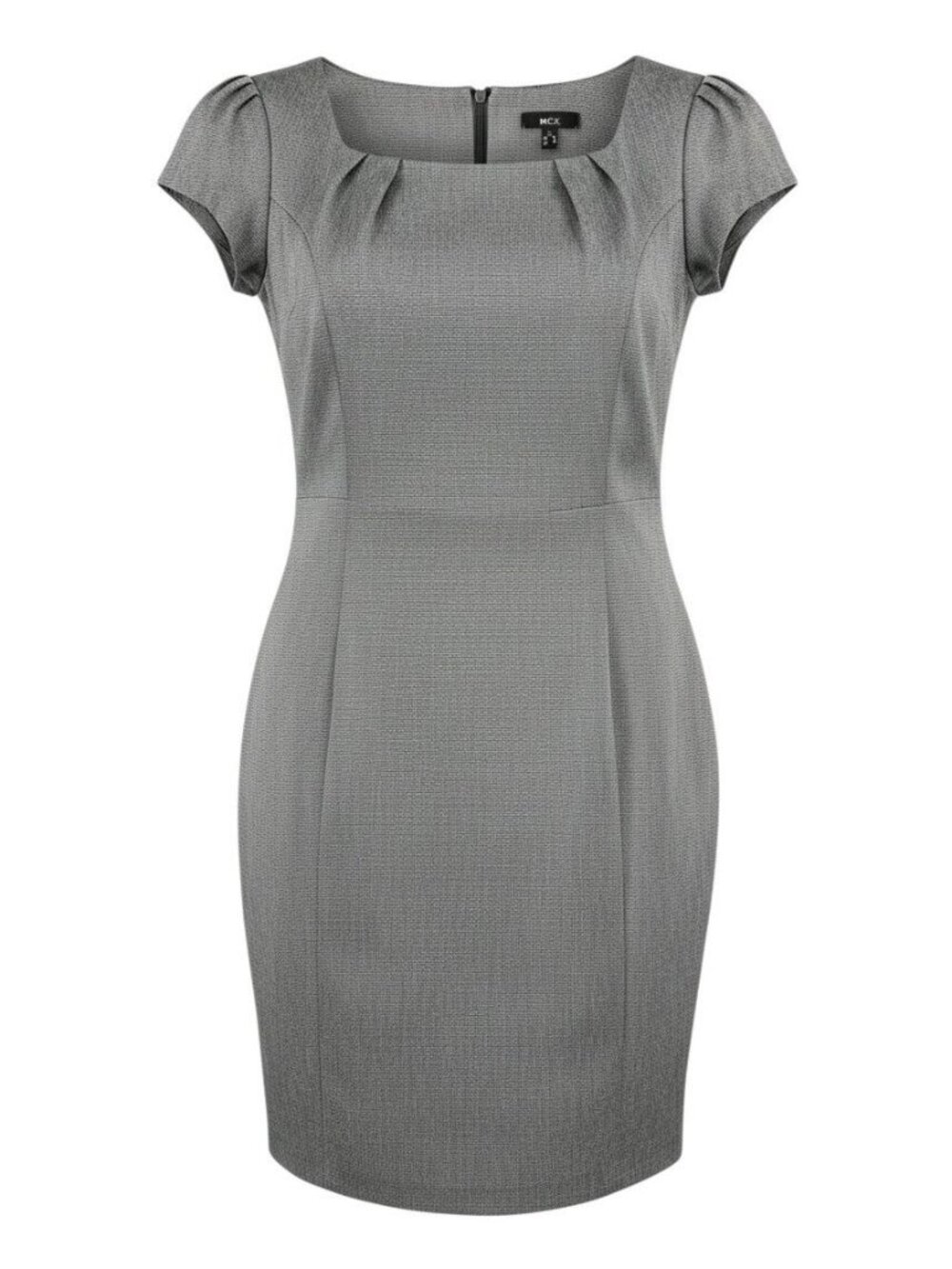 BCX Gray Cap Sleeve Sheath Dress Size 11 Back Zipper